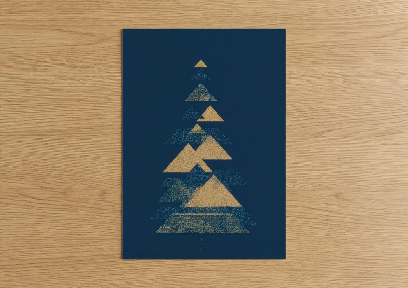 Golden Christmas Tree Modern Wall Art