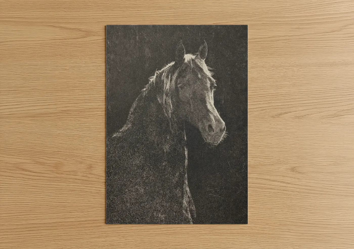 Noble Arabian Horse Portrait Sketch Wall Art