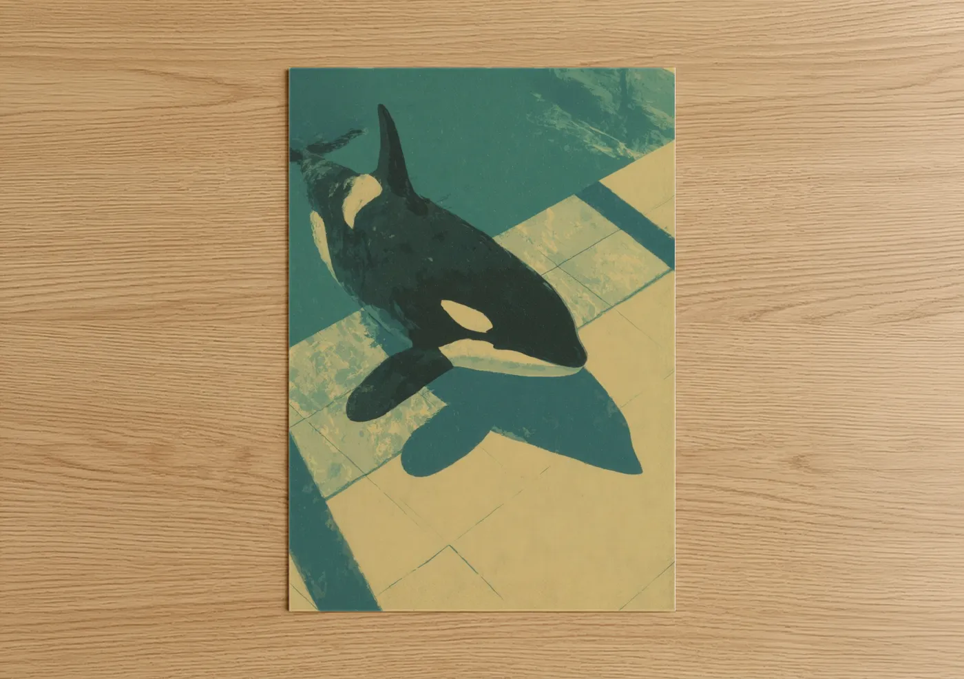 Orca Whale Poolside Art Deco Wall Art
