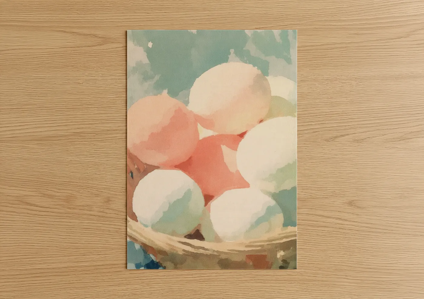 Pastel Easter Eggs Nest Watercolor Wall Art