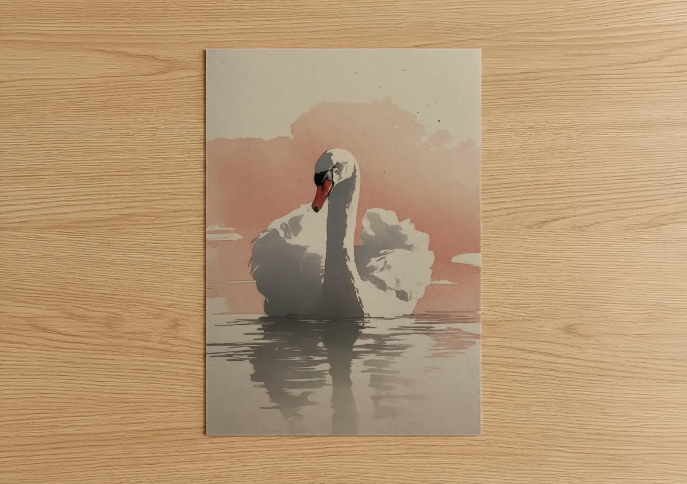 Serene Swan Watercolor Illustration Wall Art
