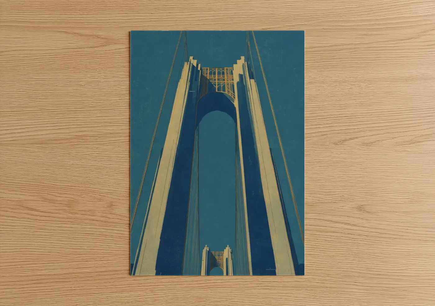 Golden Suspension Bridge Architectural Wall Art