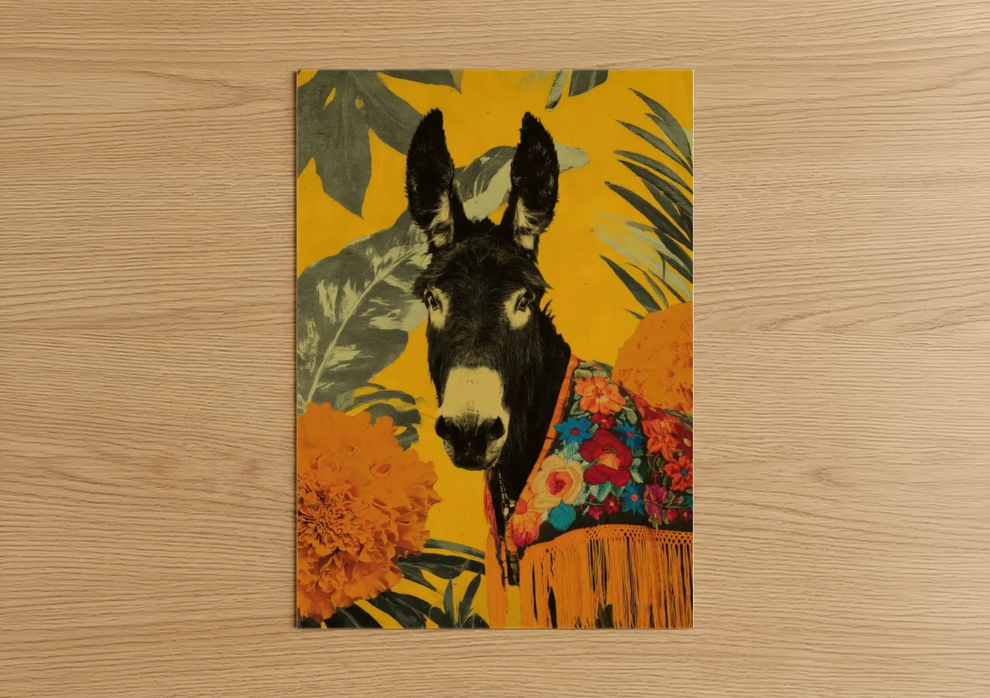 Tropical Donkey Vibrant Yellow Wall Art