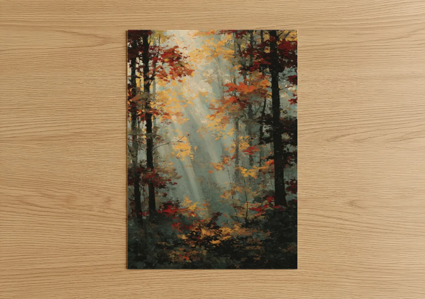 Misty Maple Forest Autumn Landscape Wall Art
