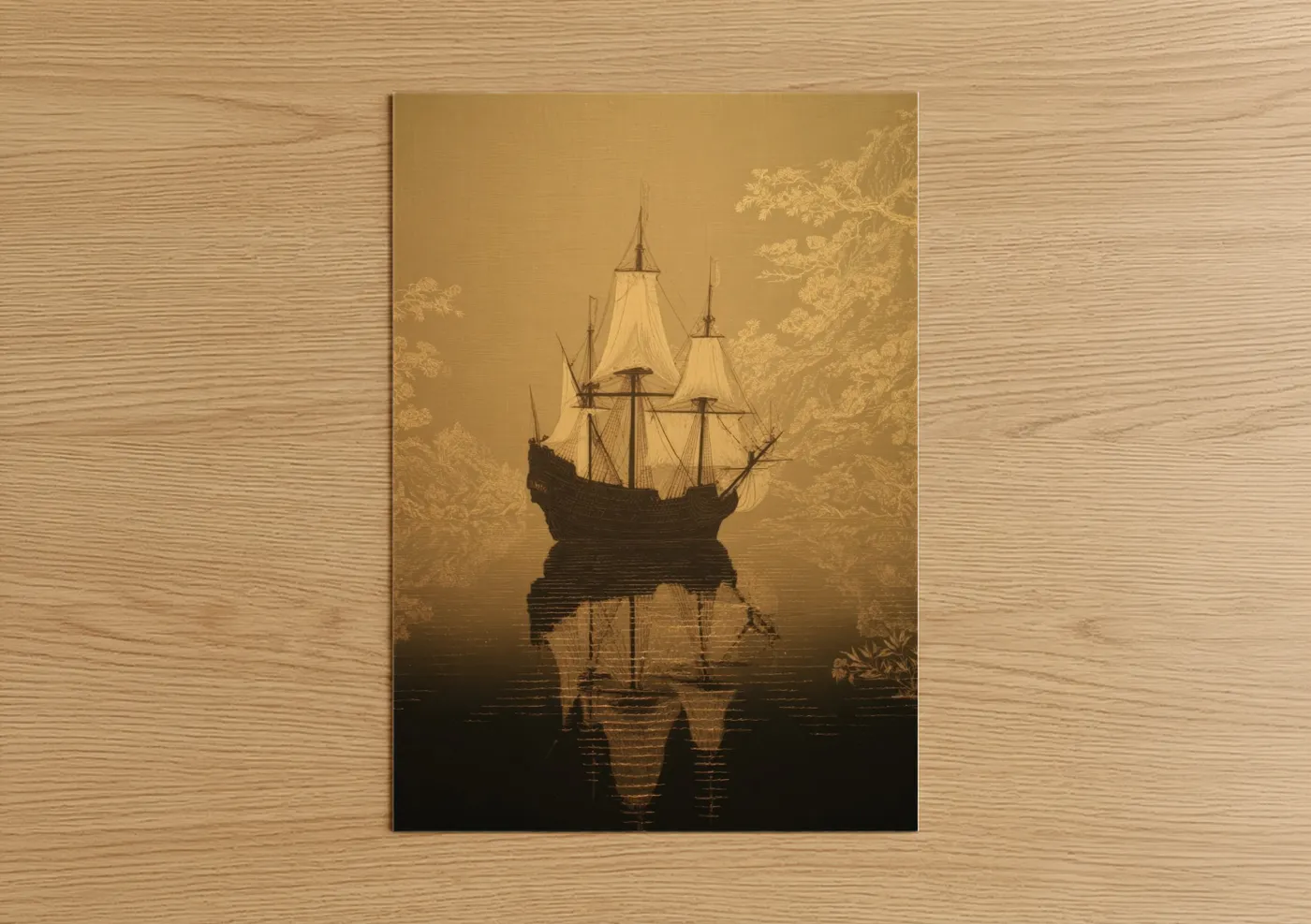 Vintage Galleon Skull Reflection Wall Art