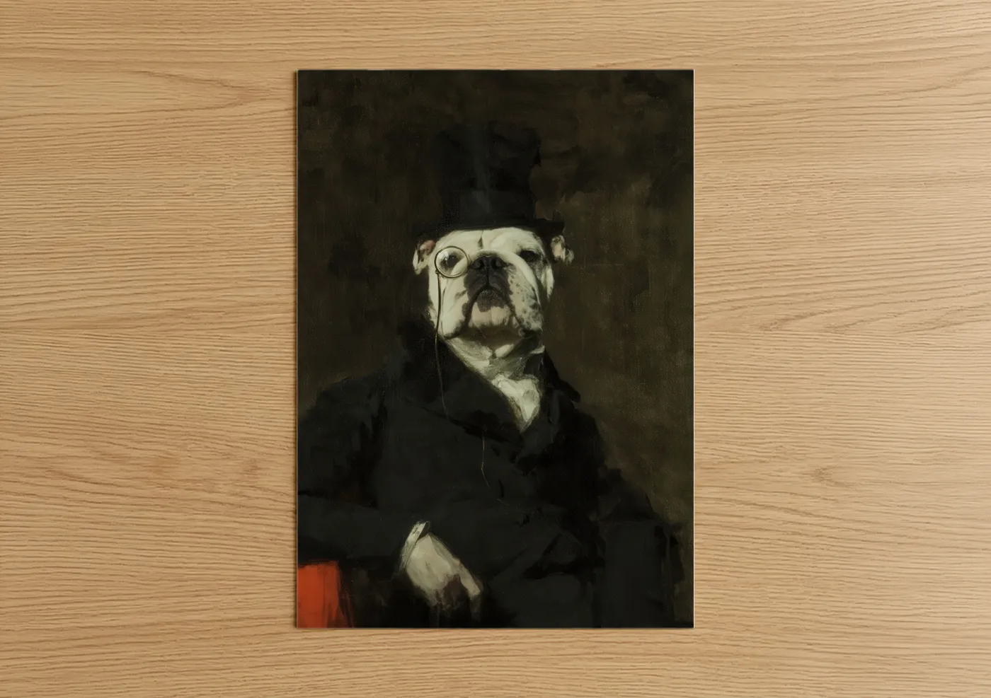 Scholarly Bulldog Portrait with Monocle Wall Art