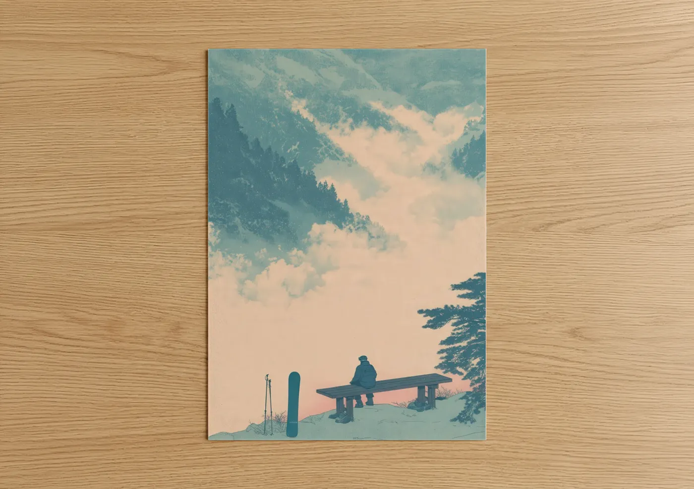 Alpine Snowboarder Mountain Landscape Wall Art