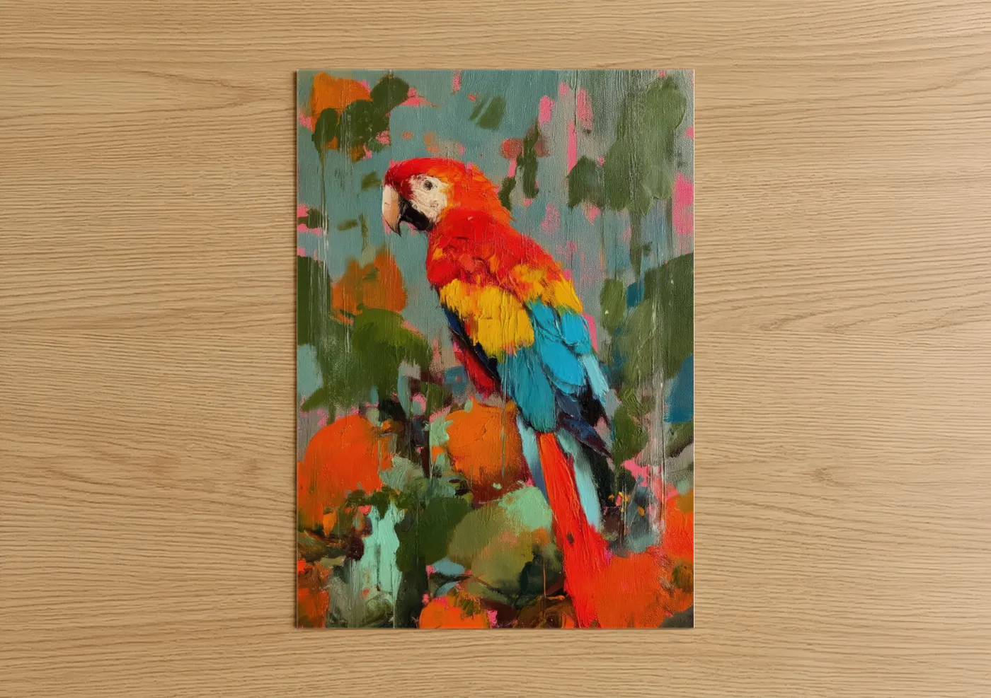 Vibrant Crimson Macaw Parrot Art Wall Art