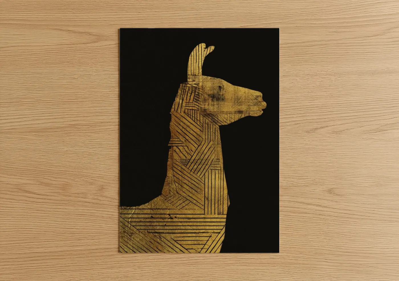 Golden Llama Egyptian Art Deco Wall Art