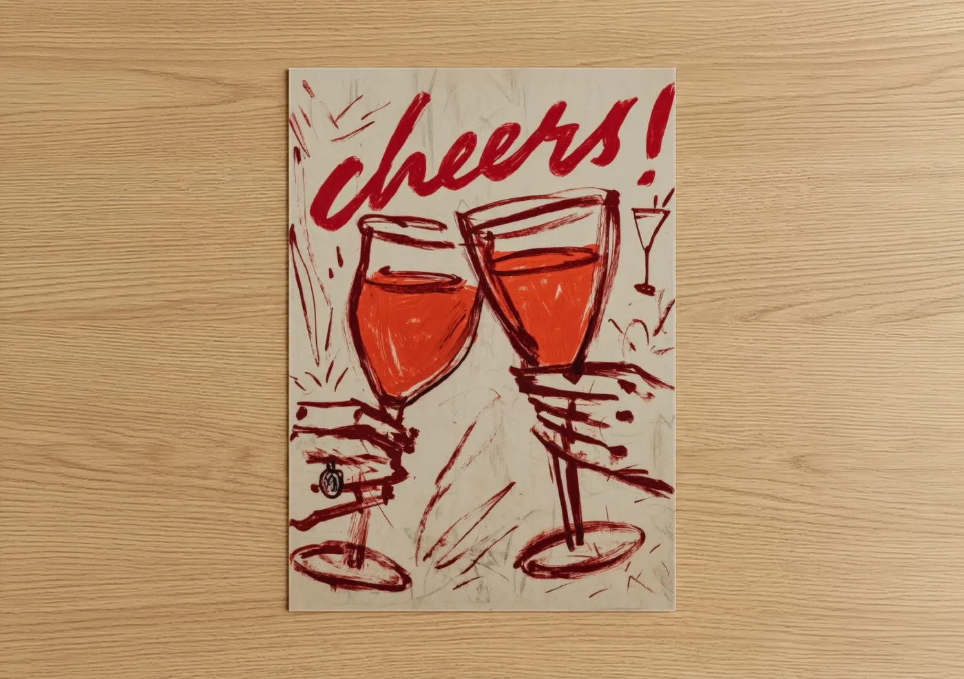 Red Wine Glasses Cheers Toast Wall Art