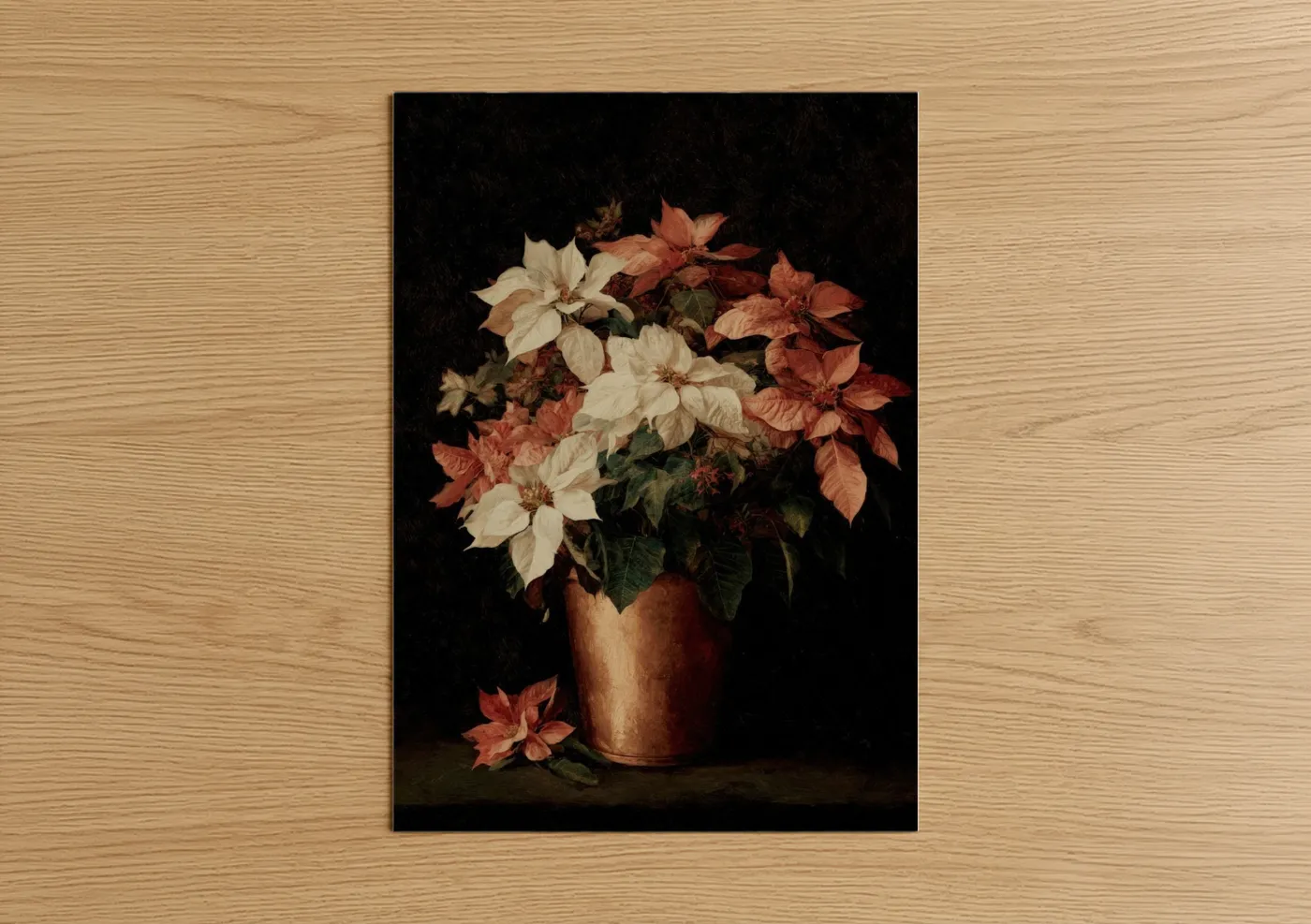 Festive Poinsettia Arrangement Floral Wall Art