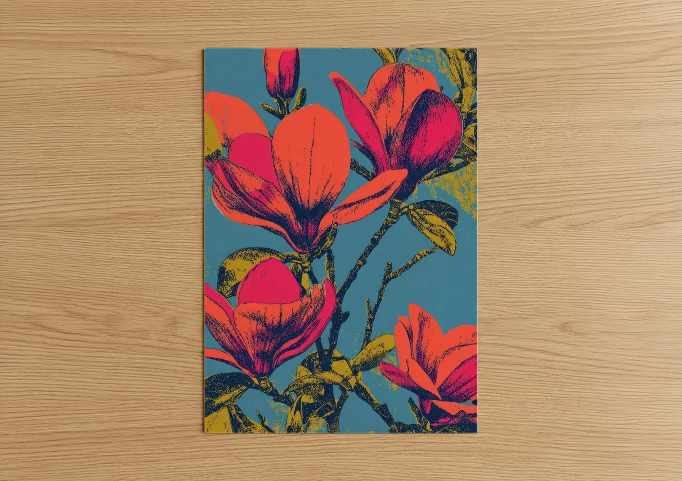 Crimson Magnolia Blooms Pop Wall Art