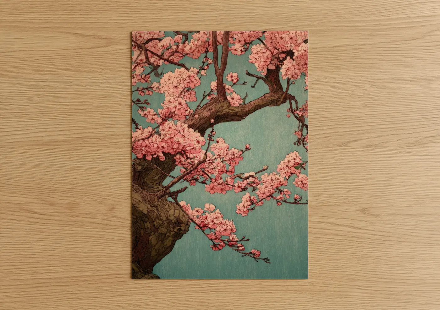 Pink Cherry Blossom Tree Art Print Wall Art
