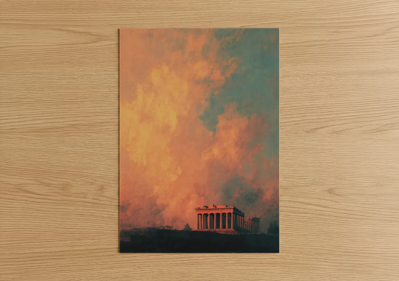 Parthenon Dramatic Sunset Illustration Wall Art