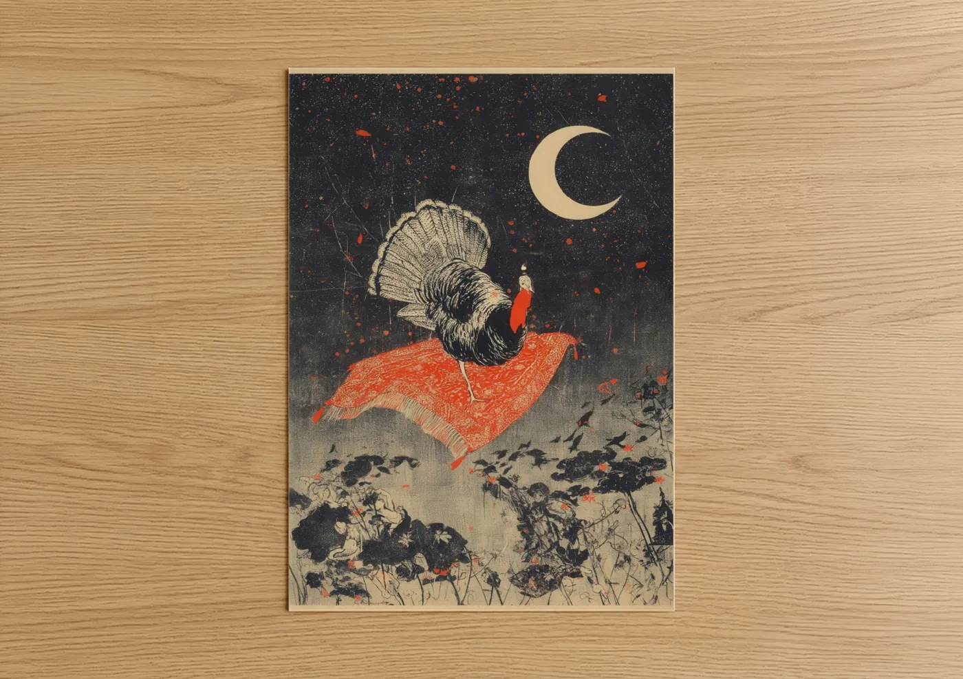 Moonlit Turkey Flight Night Sky Wall Art