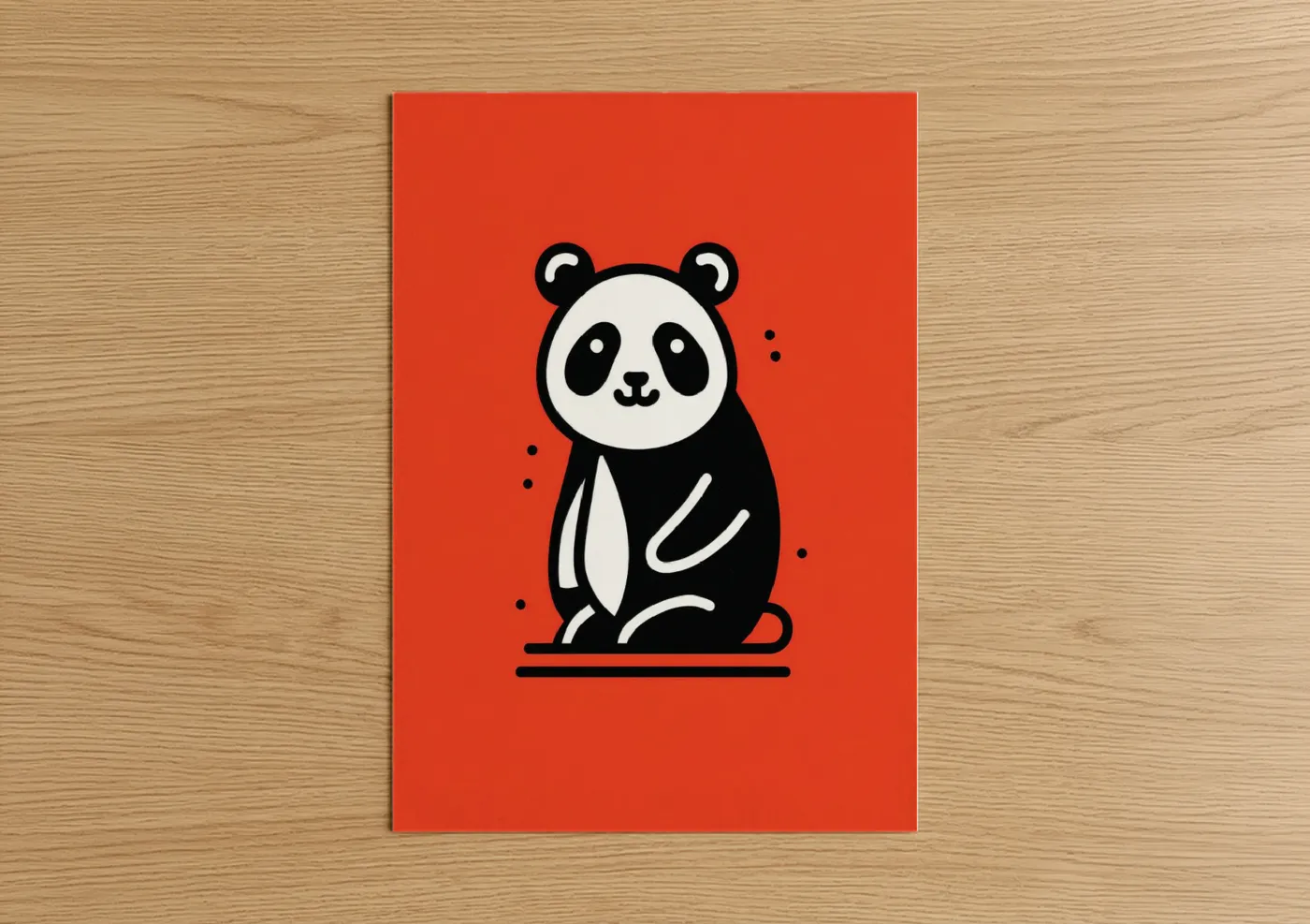 Cheerful Panda Minimalist Illustration Wall Art