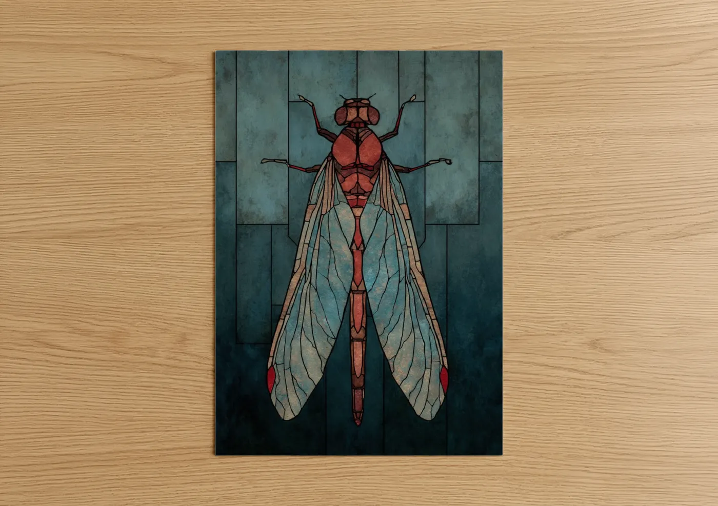 Geometric Dragonfly Art Deco Design Wall Art