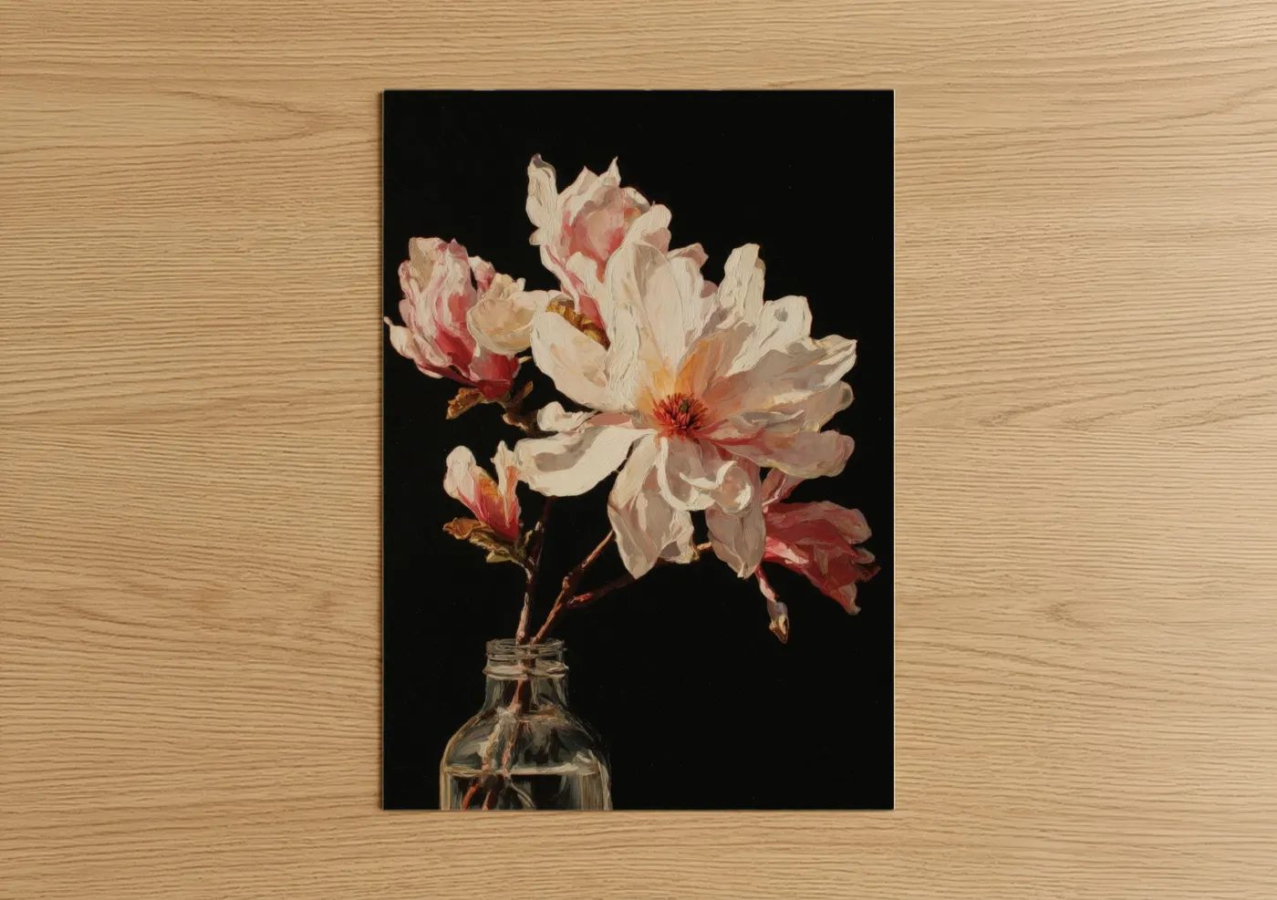 Blush Magnolia Flowers in Glass Vase Wall Art