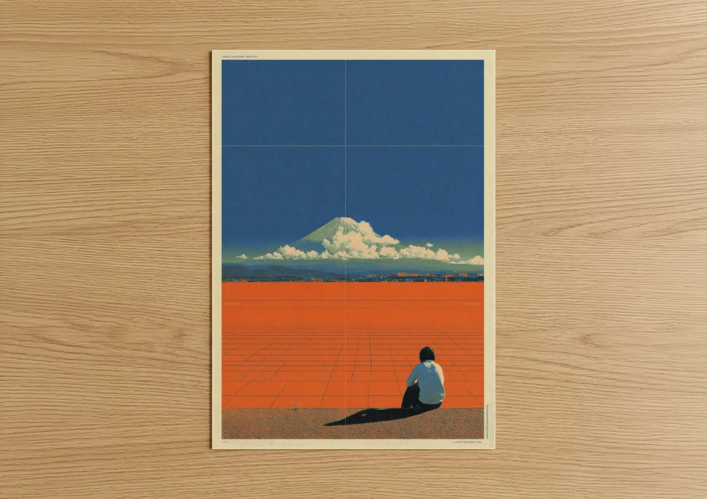 Solitary Mountain Contemplation Y2K Wall Art