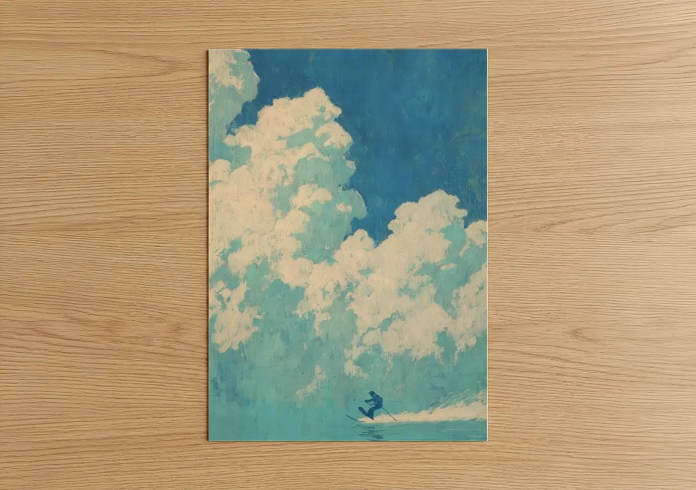 Vintage Water Skiing Turquoise Sky Wall Art
