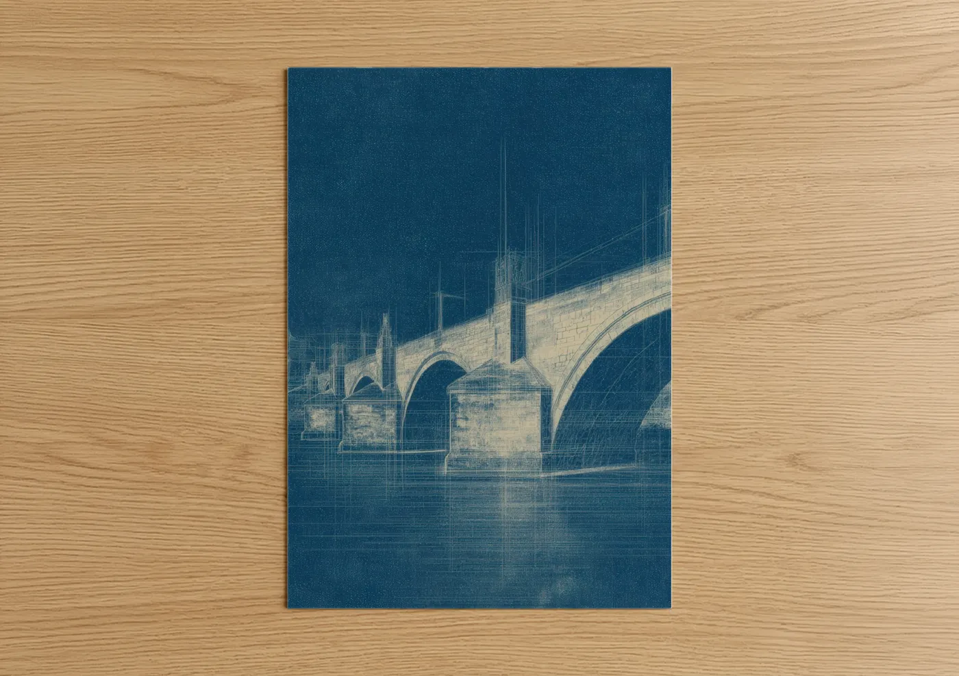 Charles Bridge Blueprint Architecture Wall Art