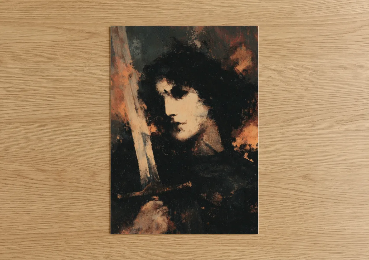 Joan of Arc Contemplative Portrait Painting Wall Art