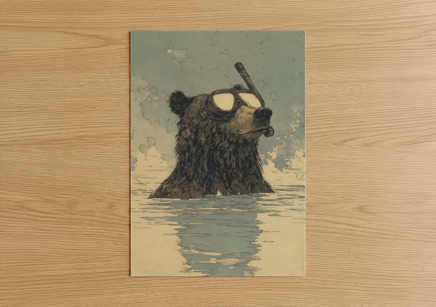 Snorkeling Grizzly Bear Adventure Wall Art
