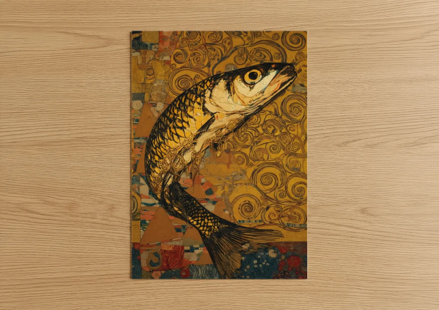 Golden Zebrafish Art Deco Design Wall Art