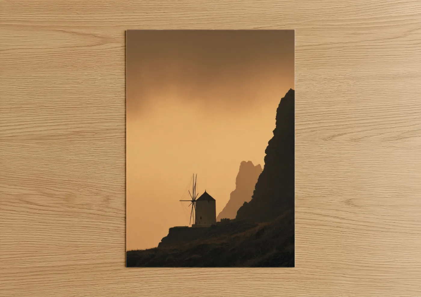 Golden Windmill Sunset Silhouette Wall Art