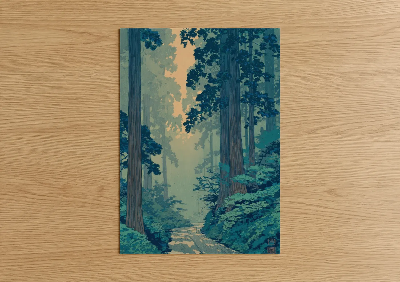 Misty Redwood Forest Watercolor Wall Art