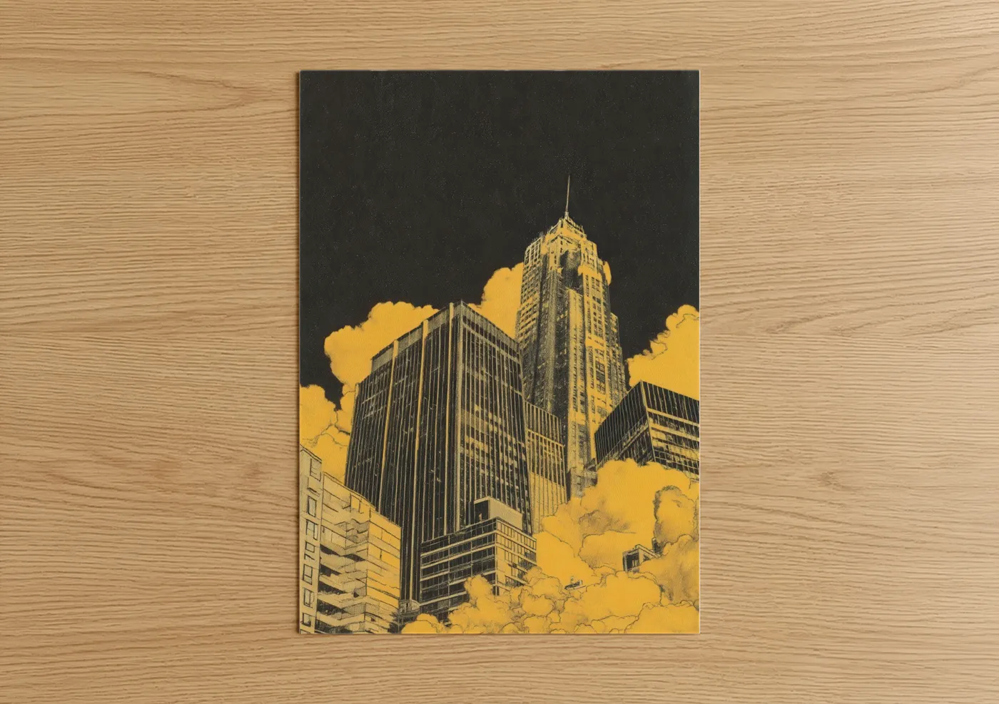 Golden Skyscraper Art Deco Architecture Wall Art