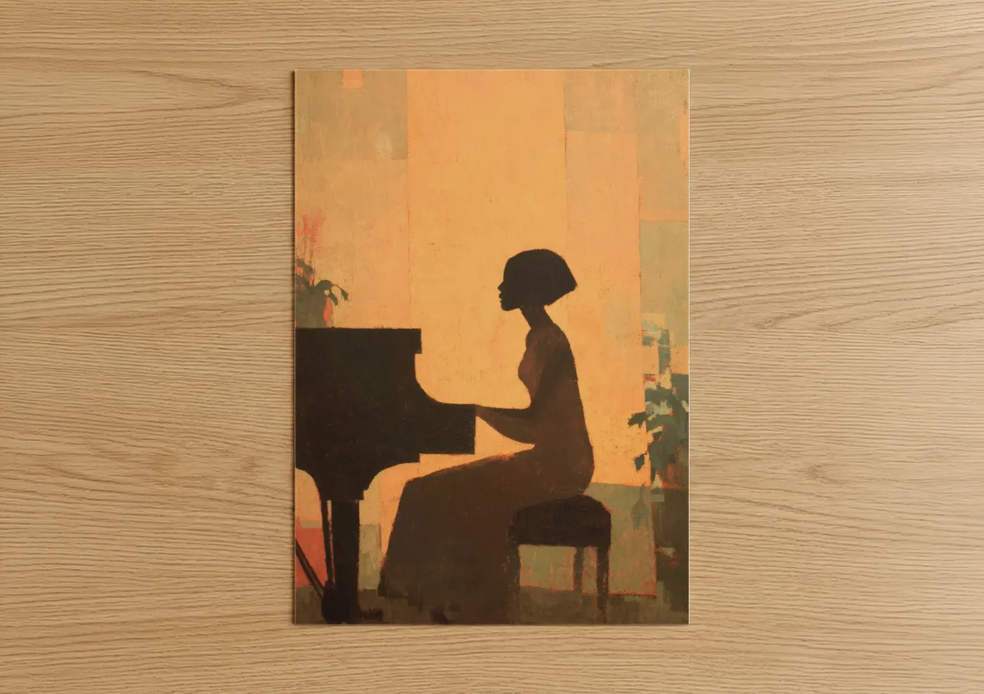Silhouette Pianist Golden Hour Music Wall Art