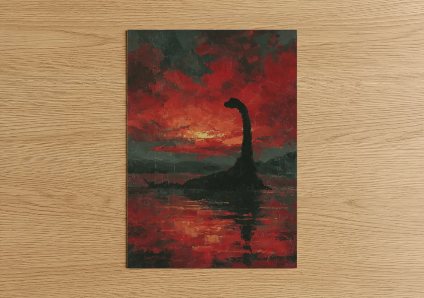 Loch Ness Monster Sunset Painting Wall Art