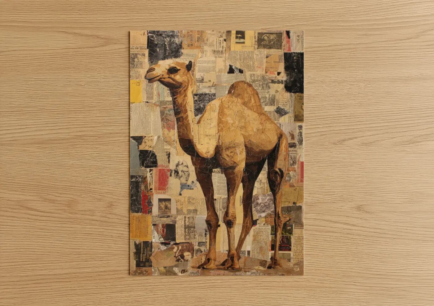 Desert Camel Collage Mixed Media Wall Art