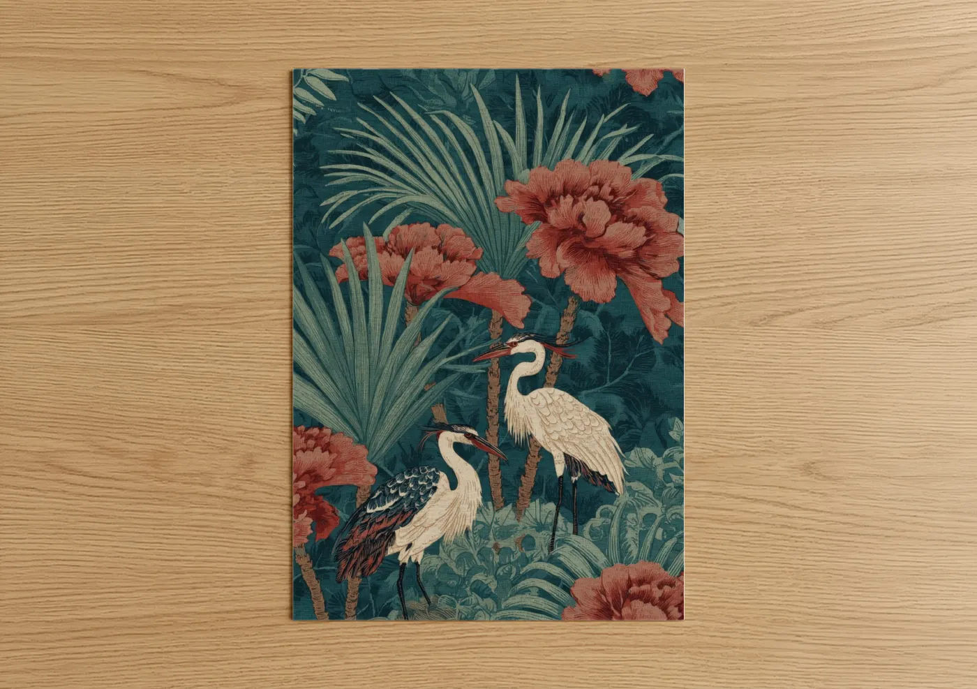 Tropical Herons with Palm Botanical Wall Art