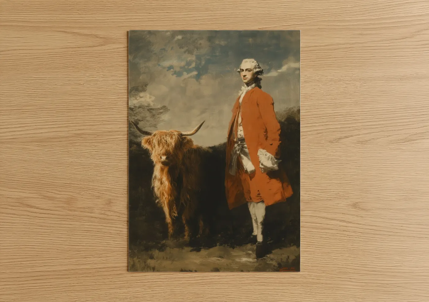 Highland Cow with Gentleman Portrait Wall Art