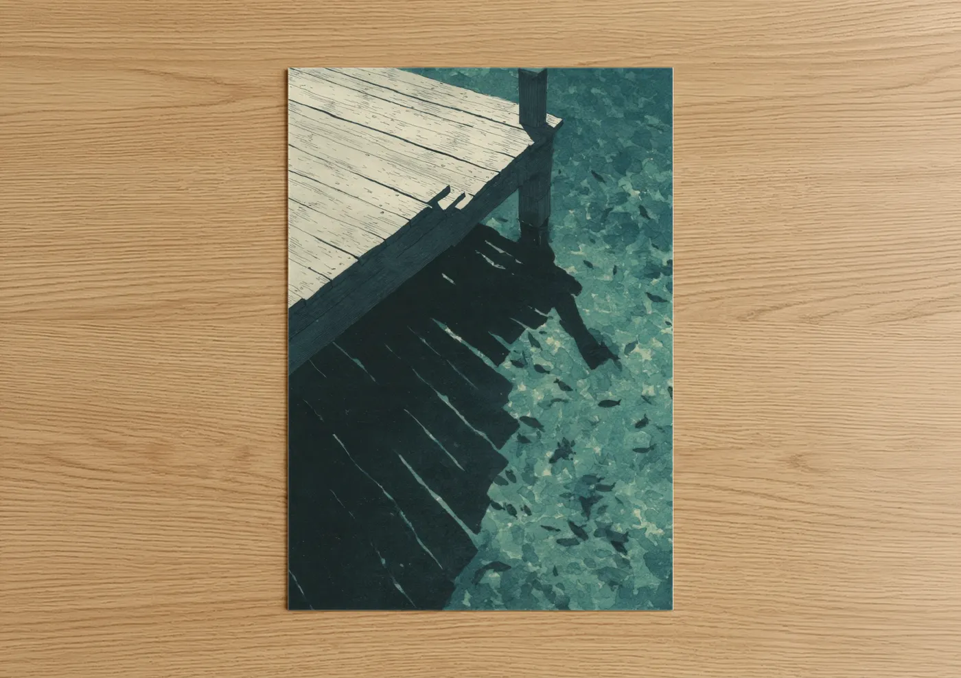 Peaceful Dock and Pier Watercolor Wall Art