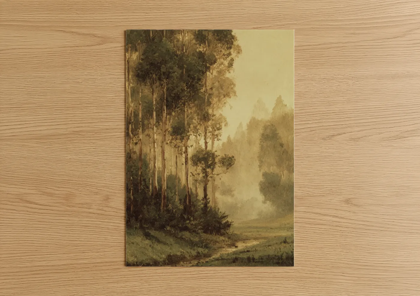 Misty Eucalyptus Forest Landscape Wall Art