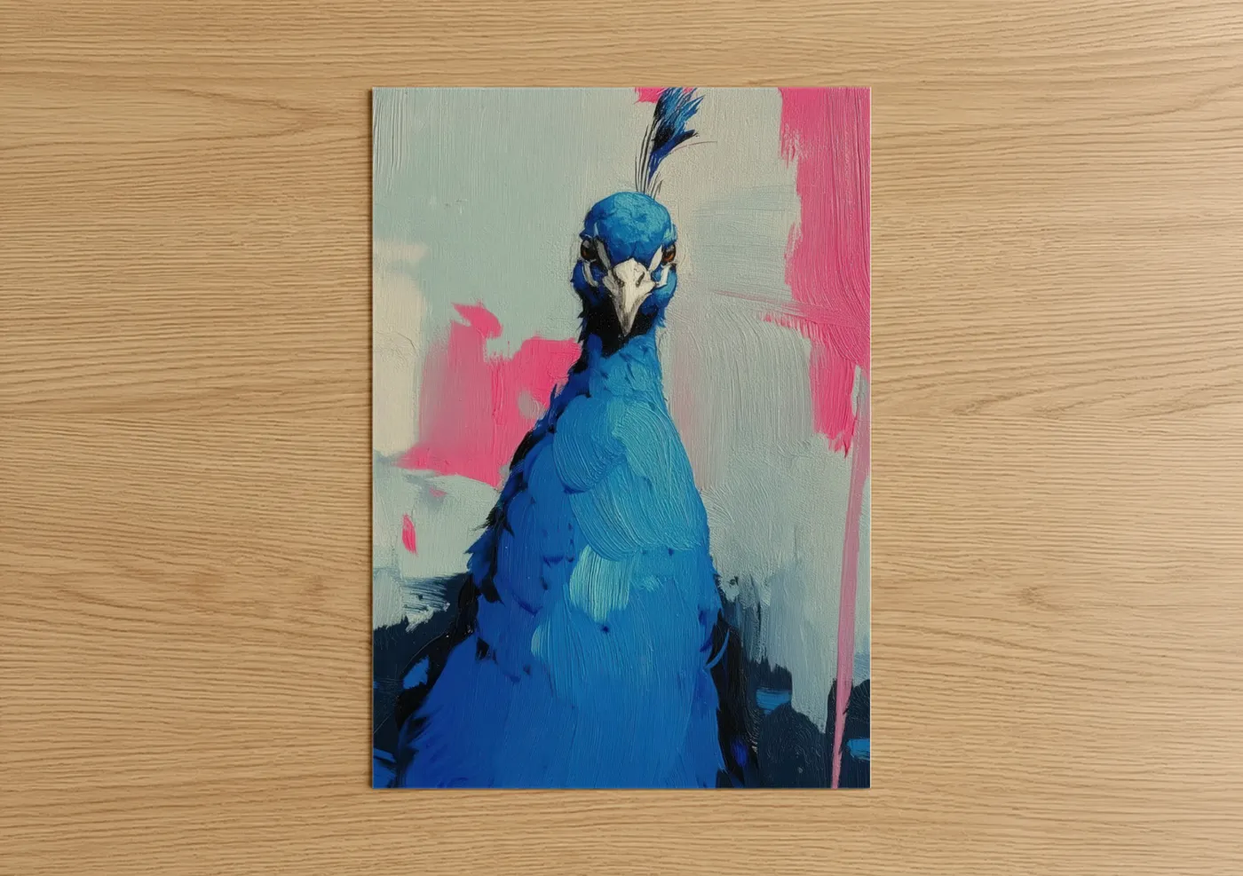 Blue Peacock Portrait Modern Wall Art