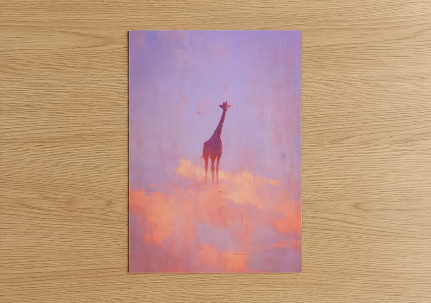 Dreamy Giraffe Sunset Cloud Wall Art