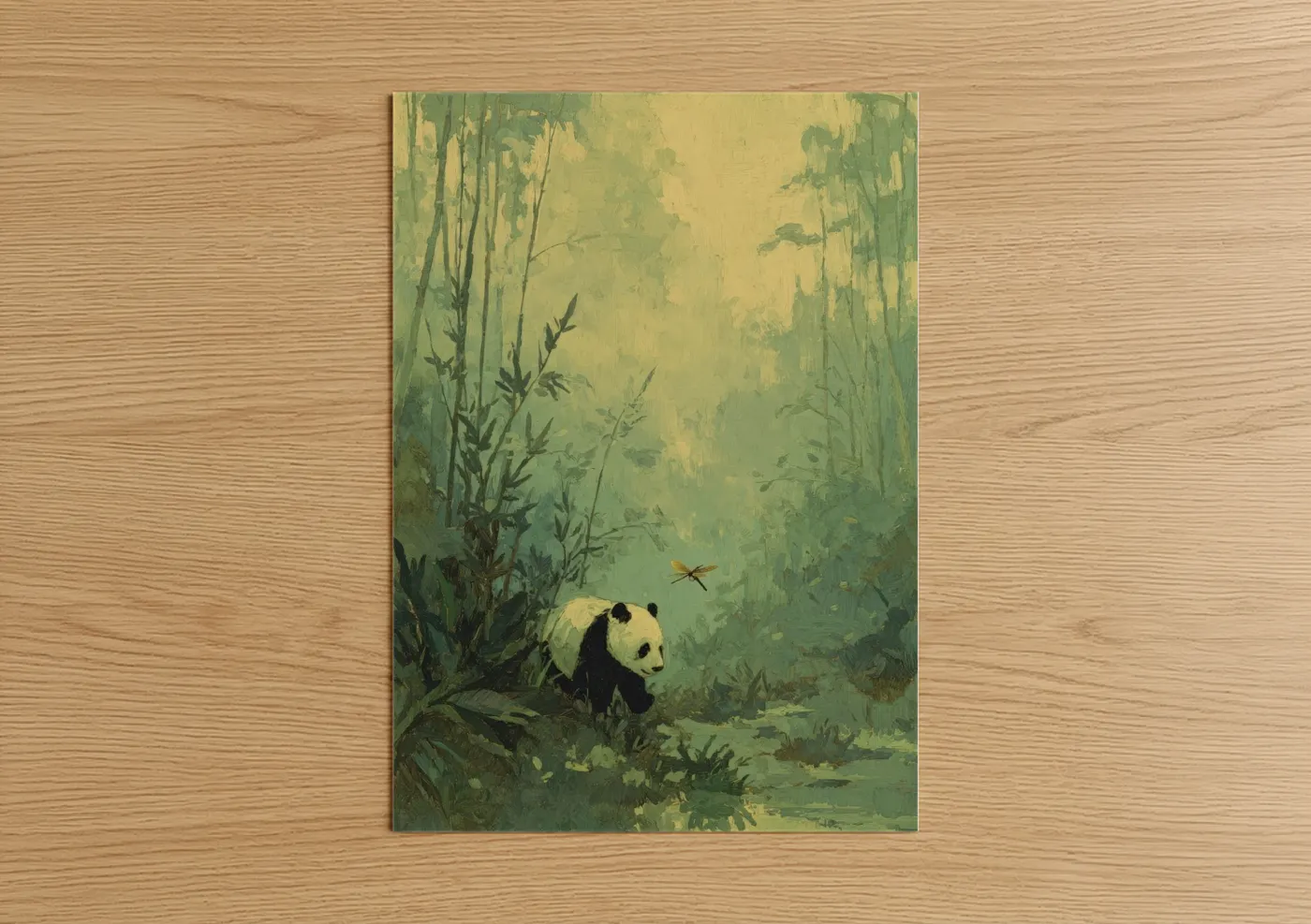 Gentle Panda in Bamboo Forest Mist Wall Art