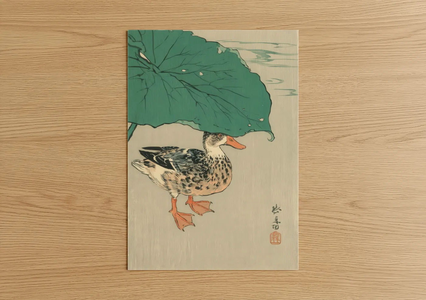 Sheltered Duck Japanese Woodblock Wall Art