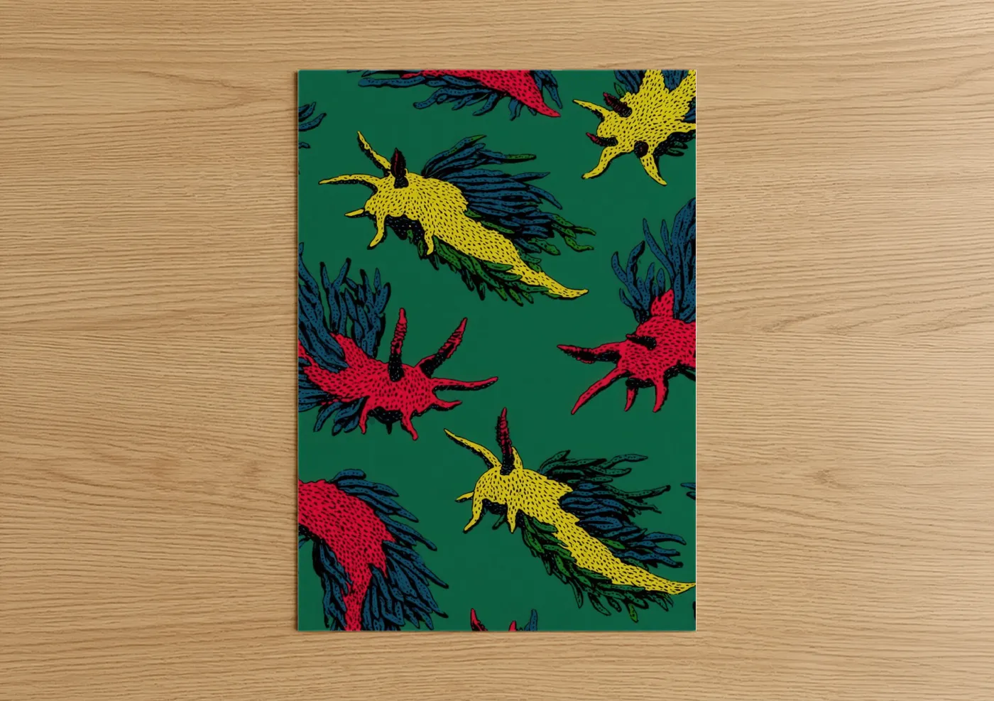 Vibrant Nudibranch Sea Creature Pattern Wall Art