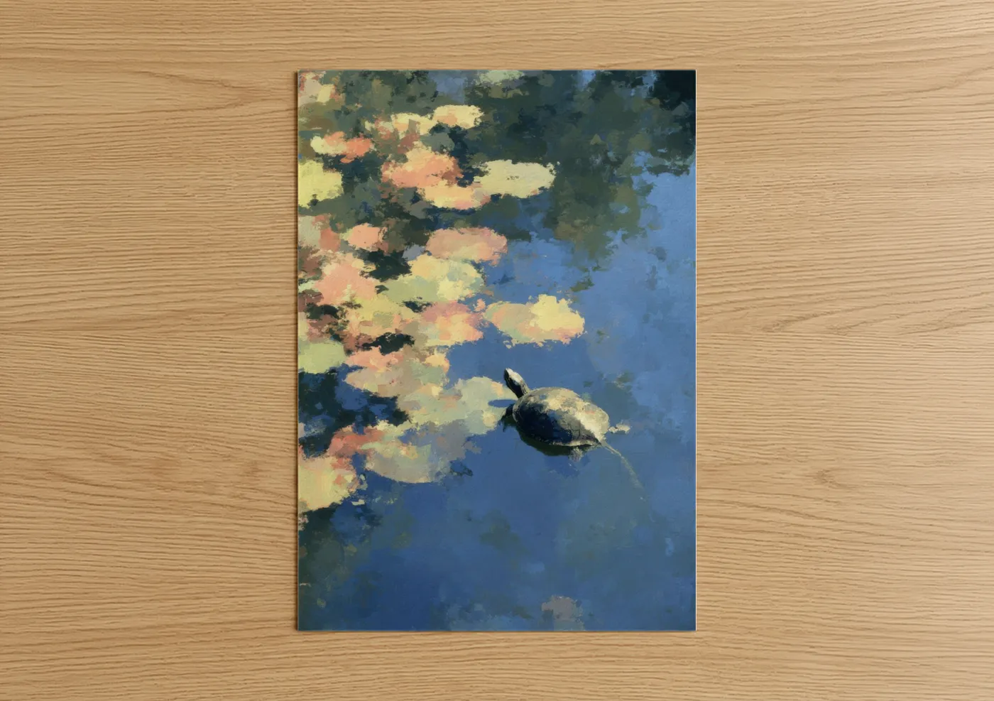 Sea Turtle Among Water Lilies Wall Art