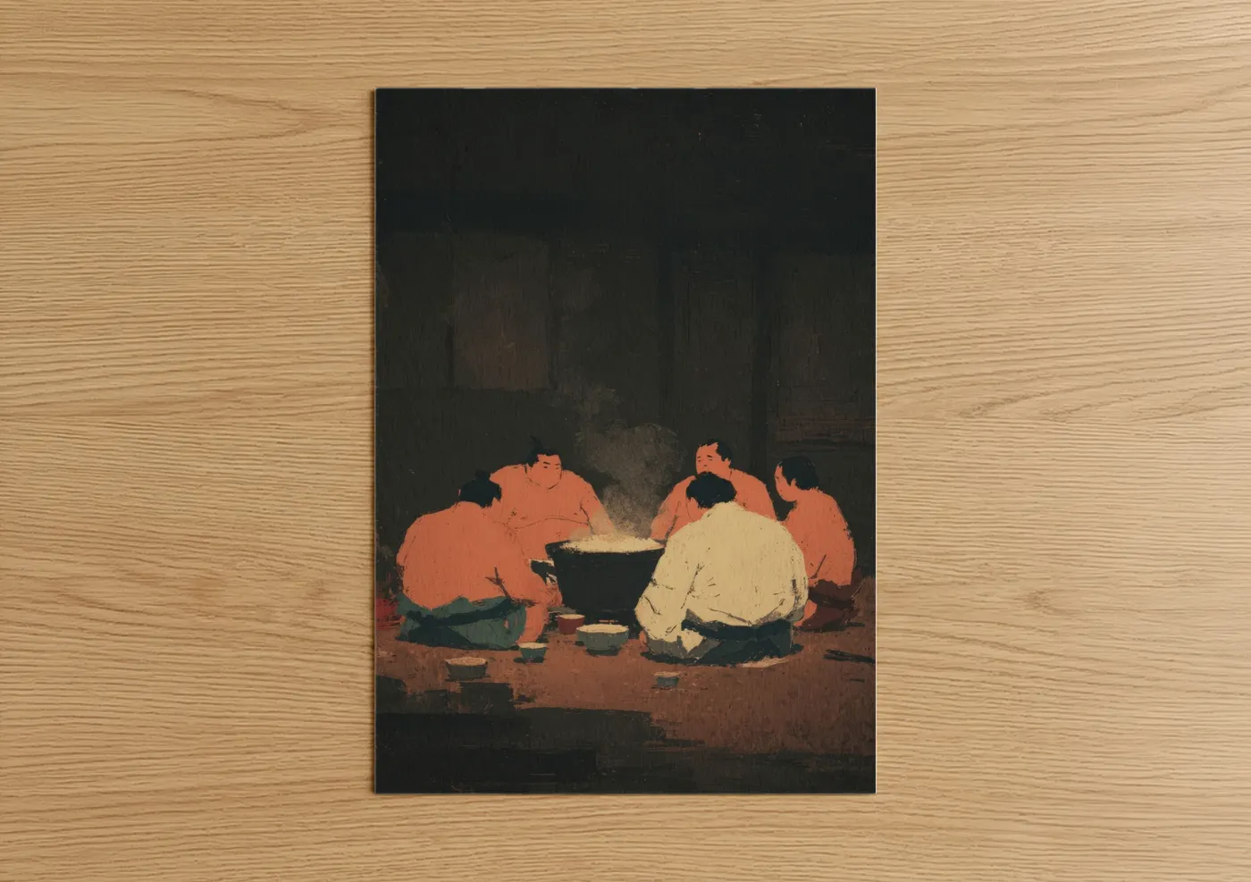 Evening Sumo Wrestlers Gathering Wall Art