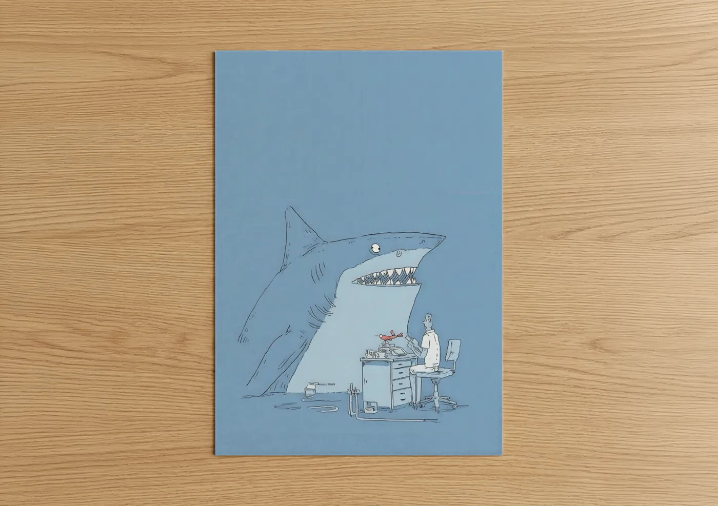 Dentist Shark Humorous Line Wall Art