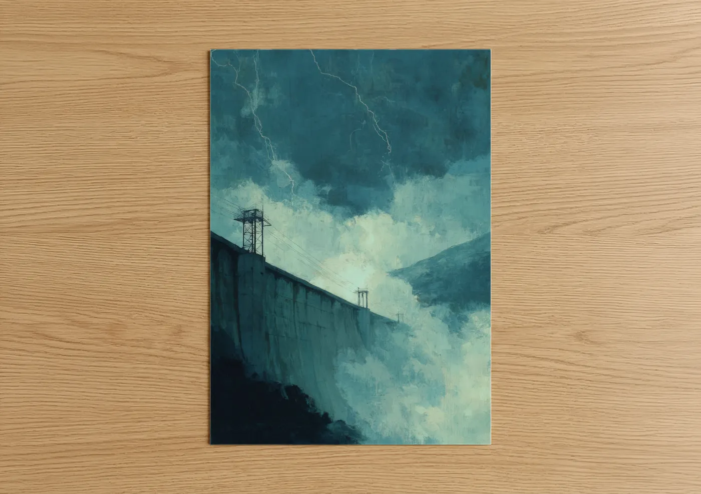 Stormy Dam Industrial Landscape Artwork Wall Art