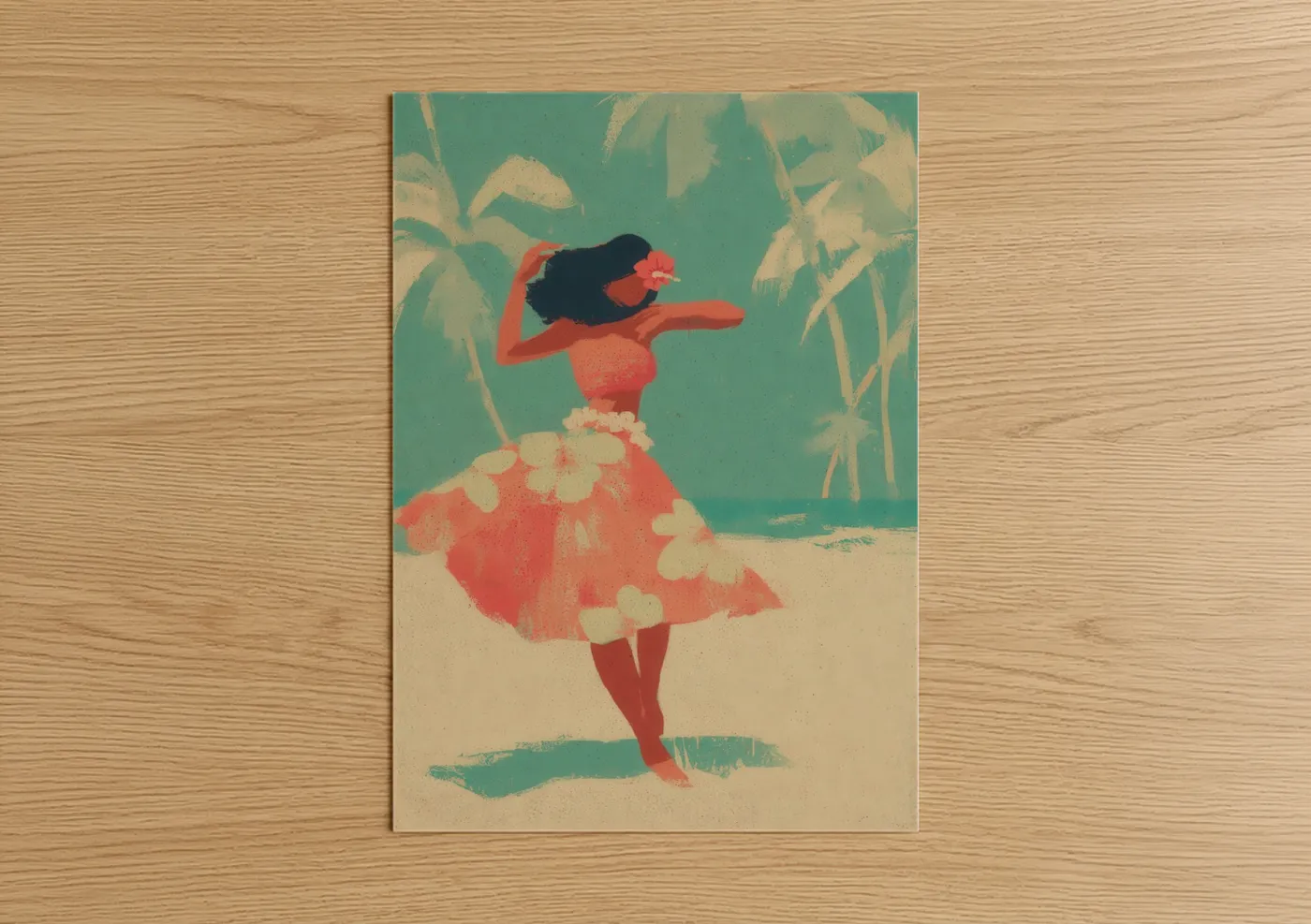 Tropical Hula Dancer Vintage Wall Art