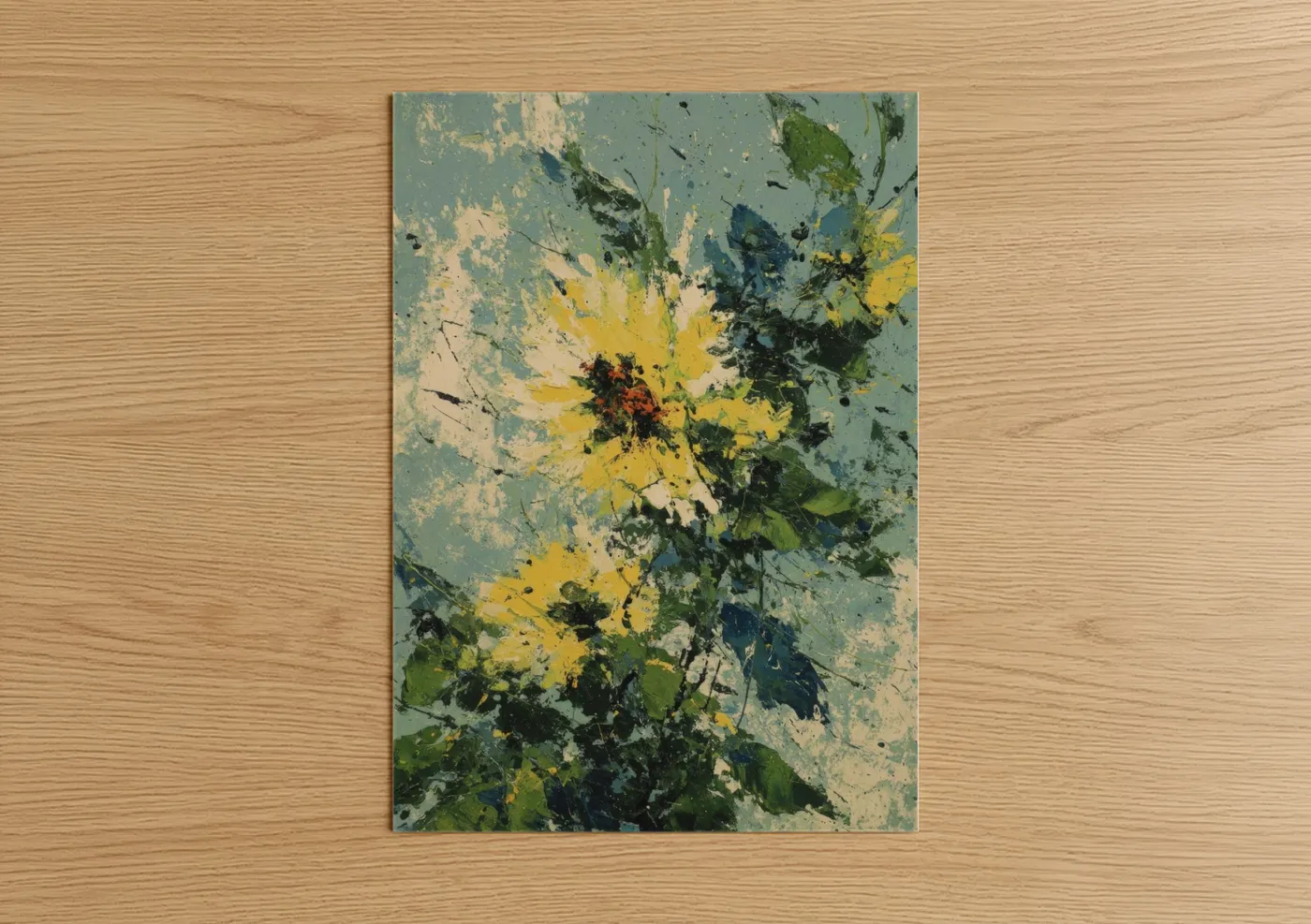 Abstract Splatter Sunflower Yellow Wall Art