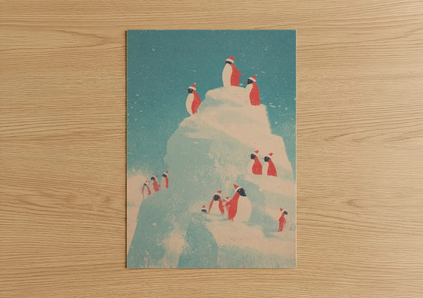 Snowy Mountain Christmas Santa Figures Wall Art